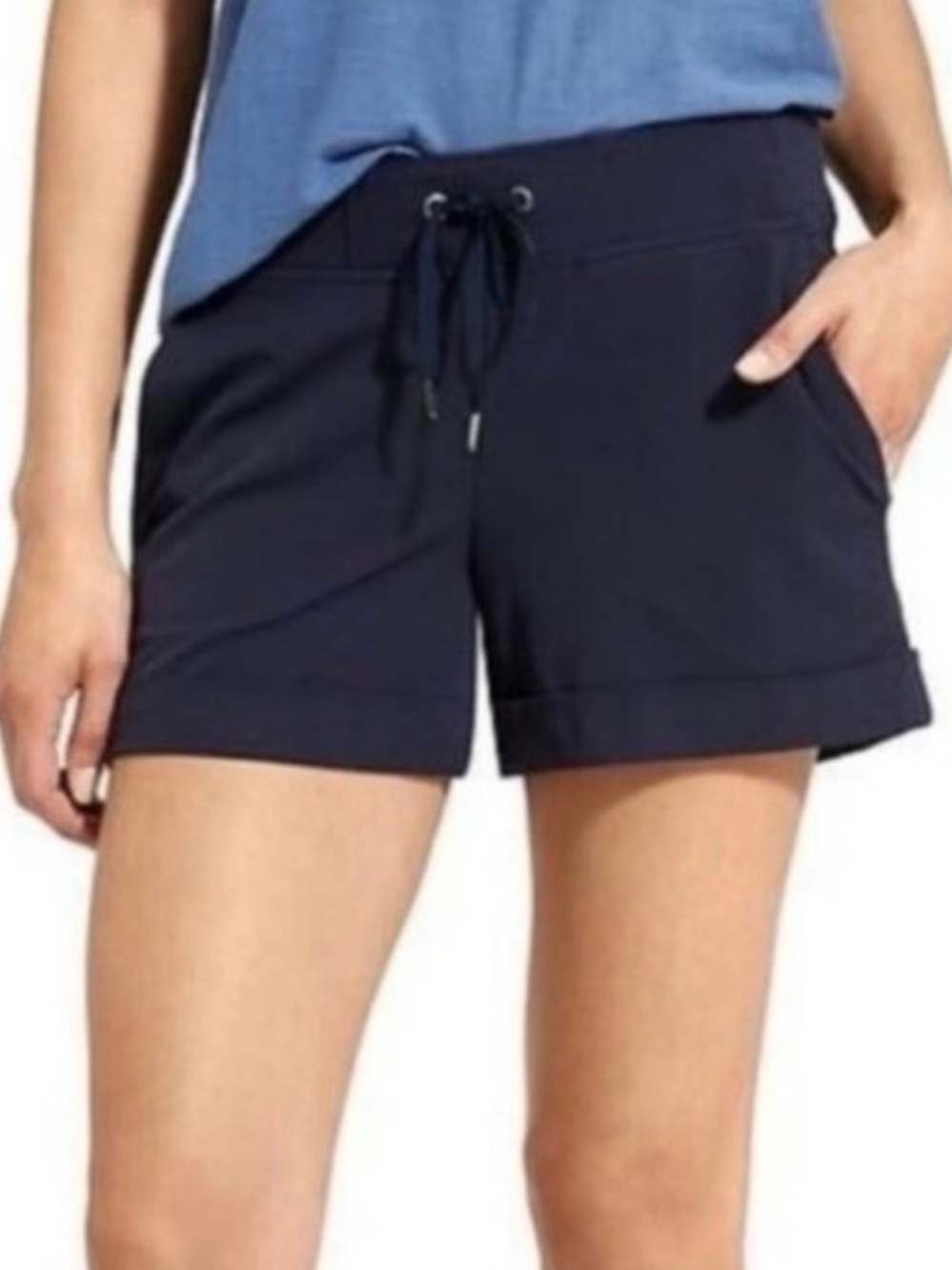 Athleta Navy Midtown Athletic Drawstring Shorts